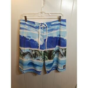 Voodoo Stretch Mens Blue Palm Tree Print Board Shorts Size‎ 33